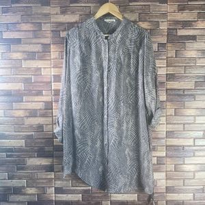 Womens Small Gold Hawk Silk Snakeskin Shirt Dress